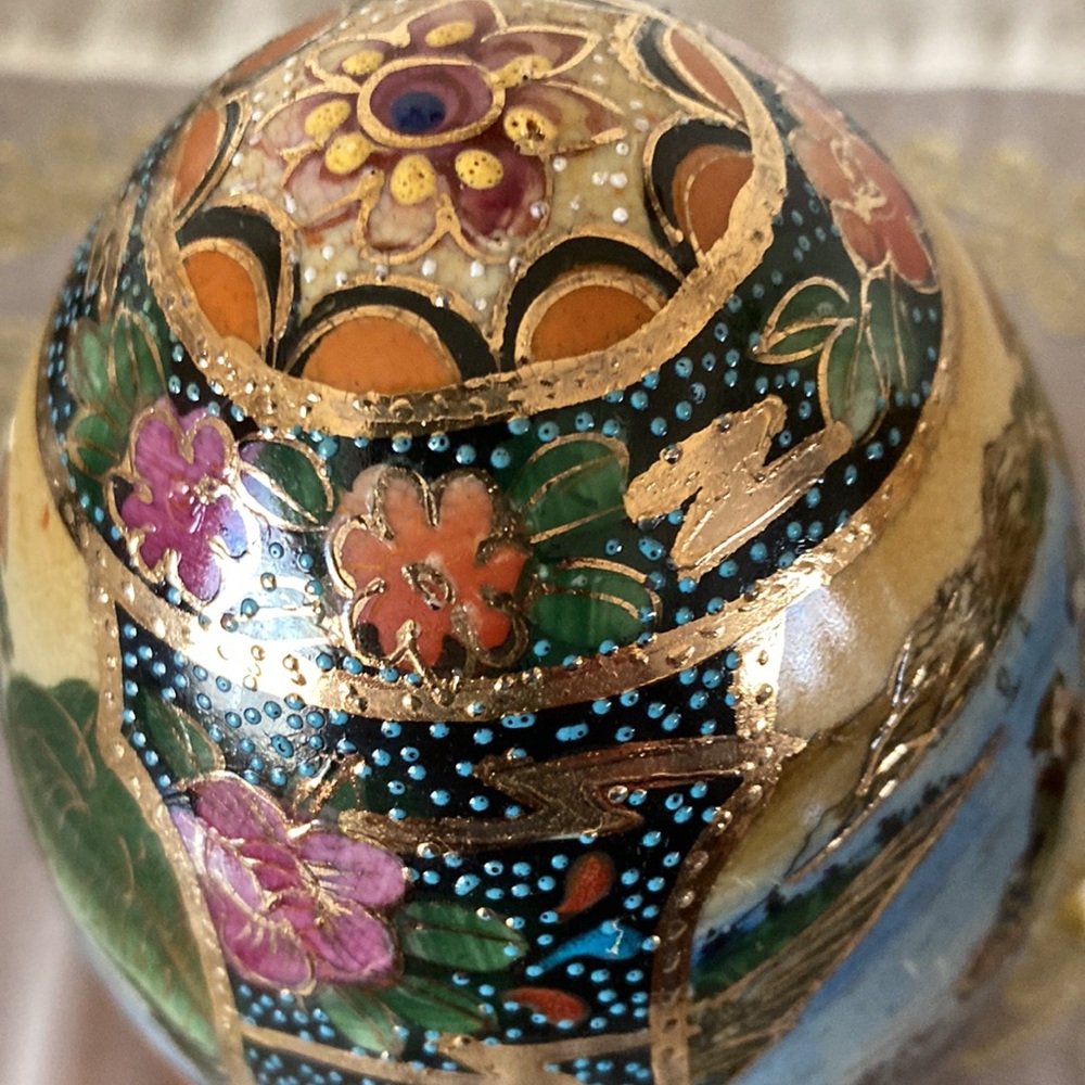 Set of 2 vintage oriental hand painted satsuma egg - Picture 8 of 12